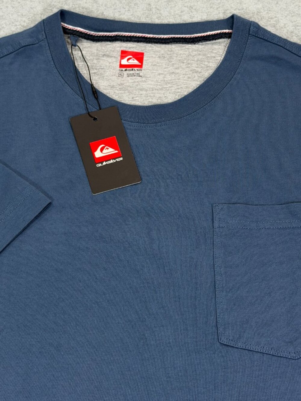 Quiksilver Mens Short Sleeve Pocket T-Shirt Indigo Blue XL 100% Cotton NWT